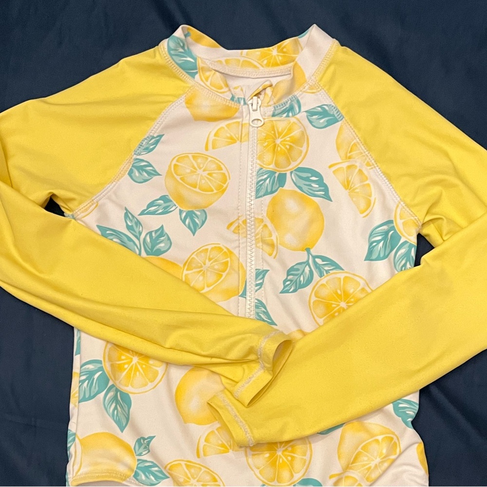 One piece girls long sleeve swimsuit lemons